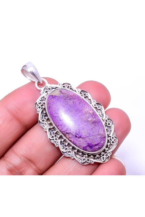 Variscite In Purpurite - Australia Fine Art 925 Sterling Silver Pendant 1.95"P61