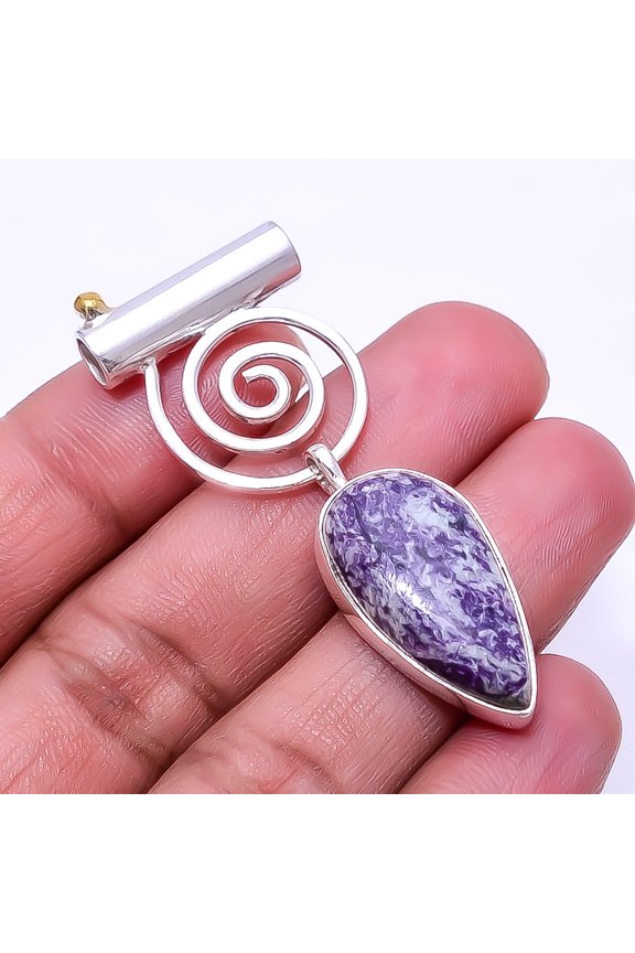 Variscite In Purpurite - Australia Handmade 925 Sterling Silver Pendant 2.03"P33