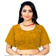 Varman Indian Blouses for Sarees Women Ready to Wear Barkha Woven Design Blouse Party Wear Yellow Color, Listing ID: 8664735383834