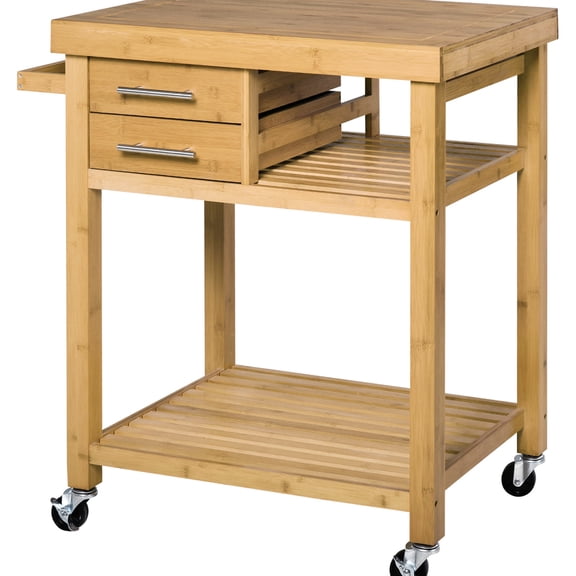 Varnished Bamboo Design | Moisture - Collecting Countertop | Suitable for Various Rooms | Mobility with Locking Brakes