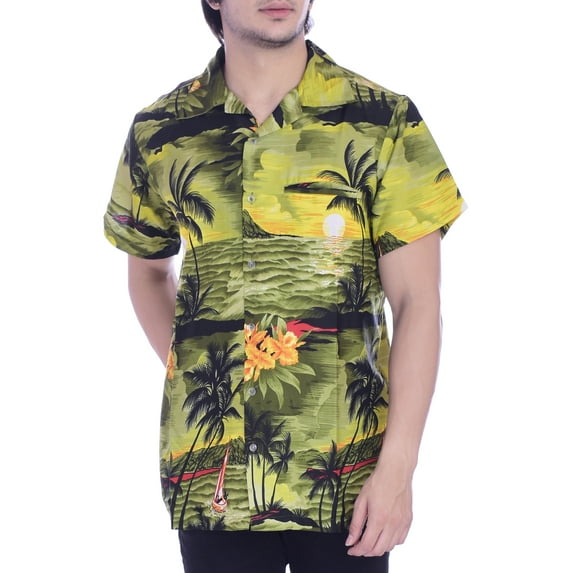 Varnit Crafts Hawaiian Shirt for Men Aloha Beach DarkGreen 5XL