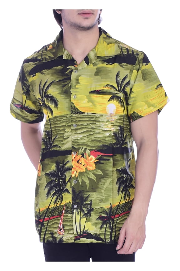Hawaiian Shirt for Men Aloha Beach DarkGreen XL