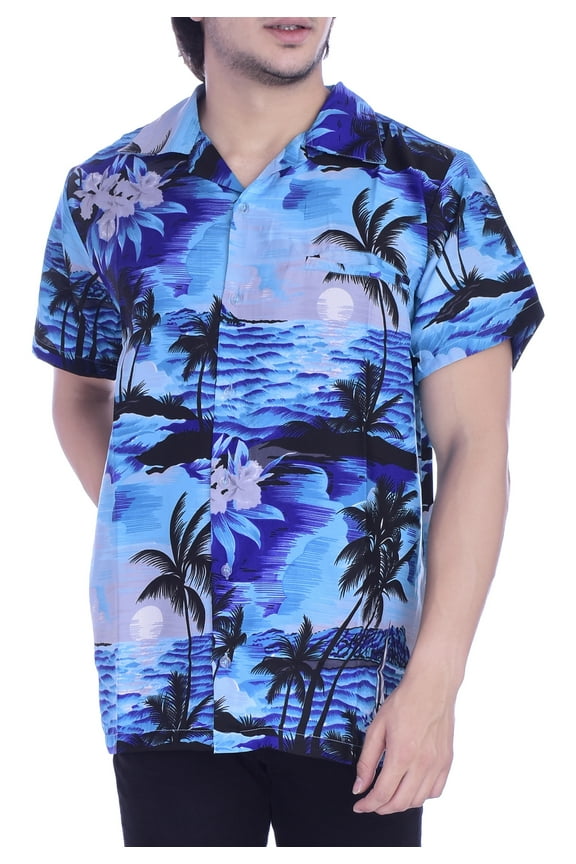 Hawaiian Shirt for Men Aloha Beach Darkturq S