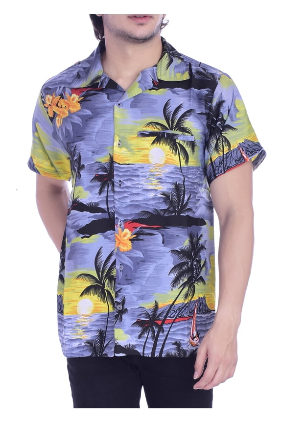 Hawaiian Shirt for Men Aloha Beach Grey XS