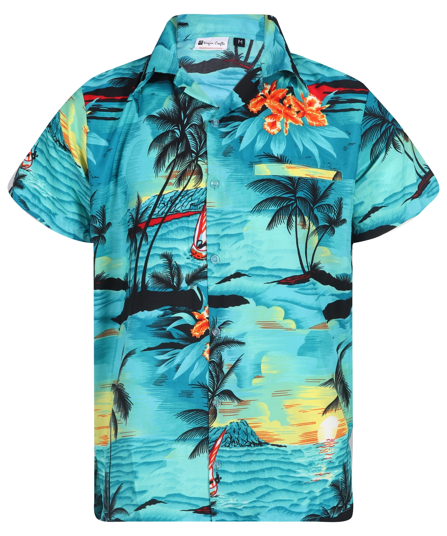 Varnit Crafts Hawaiian Shirt for Men Aloha Beach Seageen M - Walmart.com