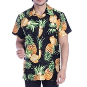 Varnit Crafts Hawaiian Shirt for Men Aloha Cut Pineapple Black 3XL
