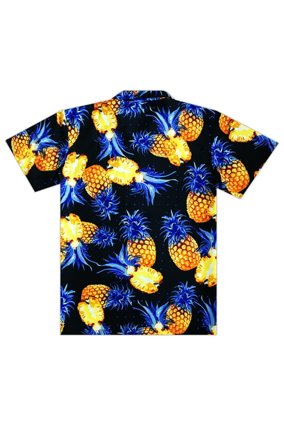 Hawaiian Shirt for Men Aloha Cut Pineapple BlackBlue L