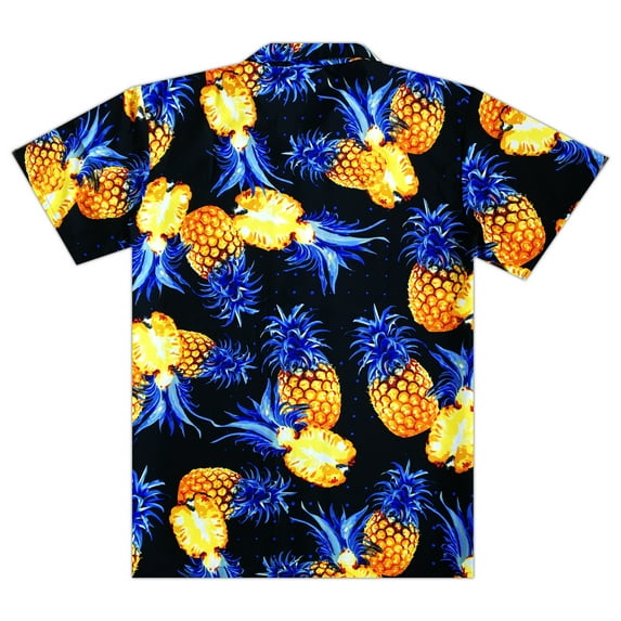 Varnit Crafts Hawaiian Shirt for Men Aloha Cut Pineapple BlackBlue M