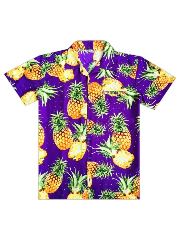 Hawaiian Shirt for Men Aloha Cut Pineapple Darkpurple S