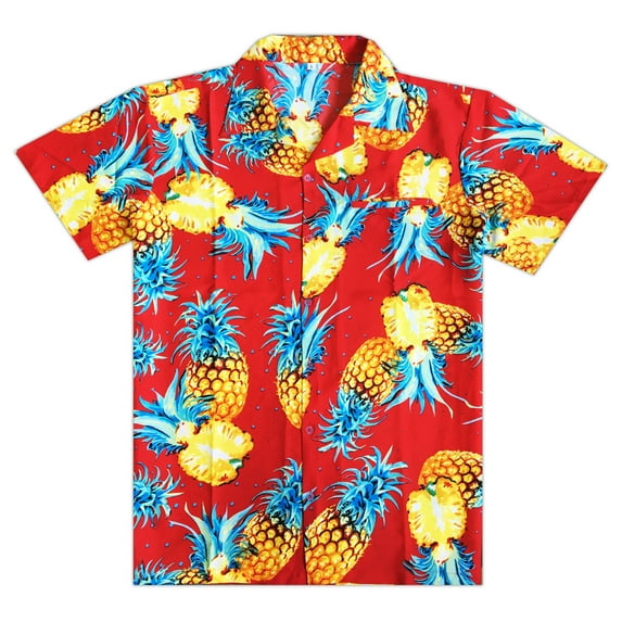 Varnit Crafts Hawaiian Shirt for Men Aloha Cut Pineapple Red L