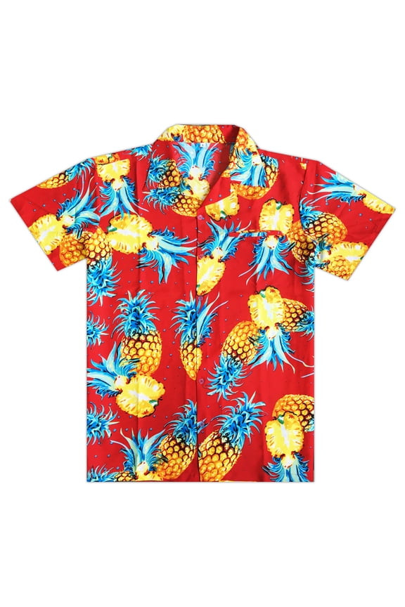 Hawaiian Shirt for Men Aloha Cut Pineapple Red XS