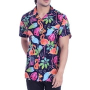 Varnit Crafts Hawaiian Shirt for Men Aloha Flamingo Navyblue M