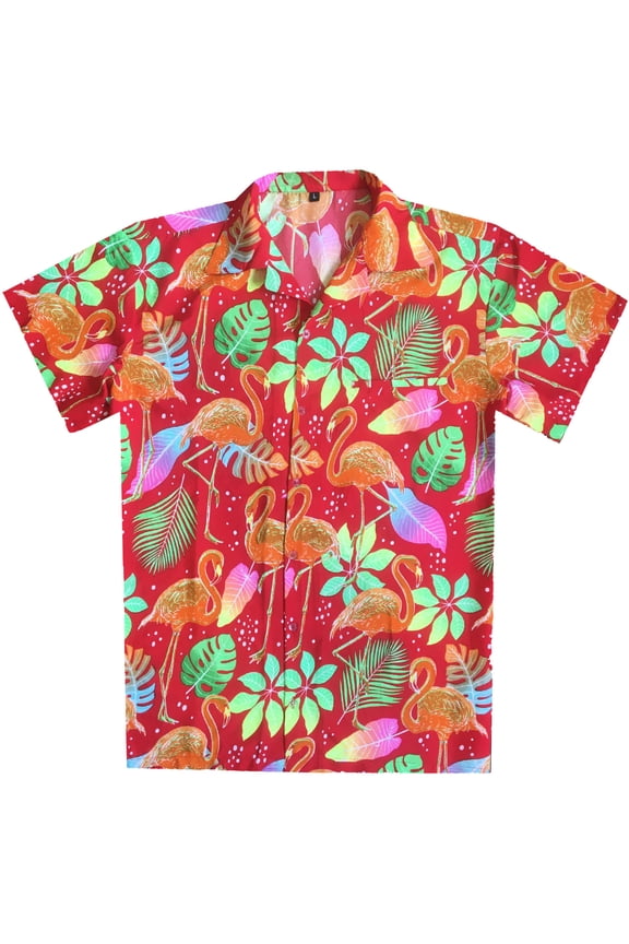 Hawaiian Shirt for Men Aloha Flamingo Red XL