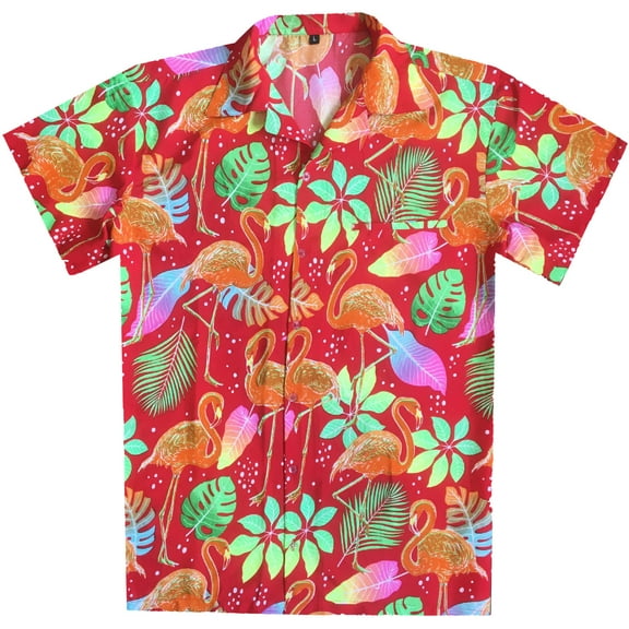 Varnit Crafts Hawaiian Shirt for Men Aloha Flamingo Red XS
