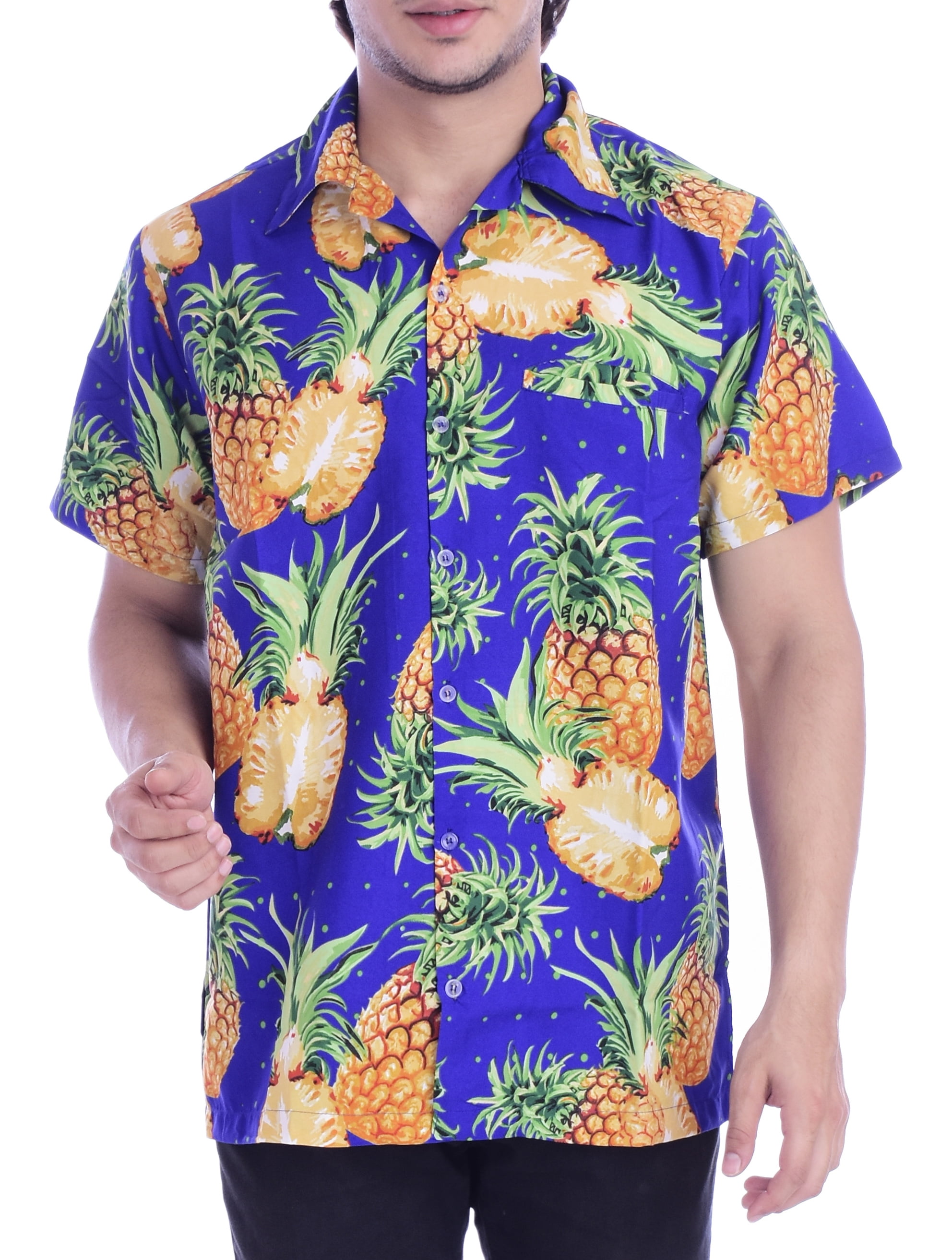 Varnit Crafts Kids Hawaiian Shirt Short Sleeve Front Pocket Girls Cut Pineapple Blue XS Walmart