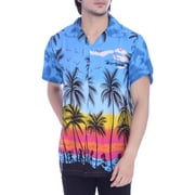 Varnit Crafts Mens Hawaiian Shirt Relaxed-Fit Funky Casual Opal Blue 3XL