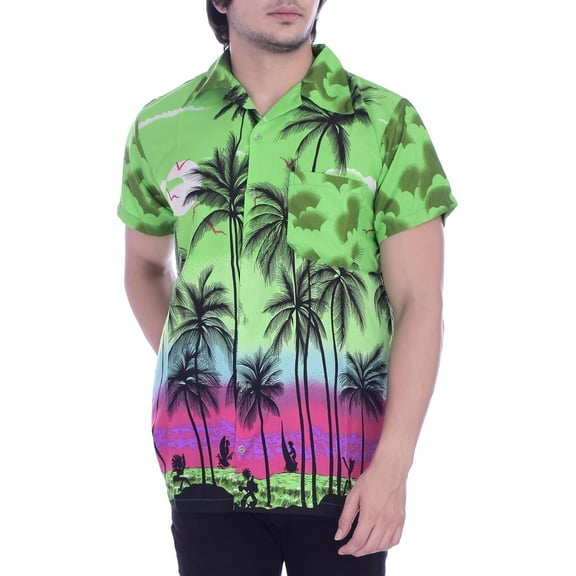 Varnit Crafts Mens Hawaiian Shirt Relaxed-Fit Funky Casual Opal Green L