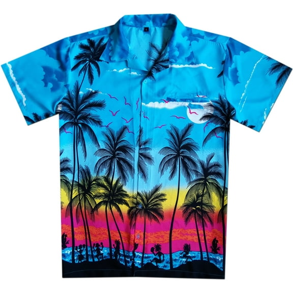 Varnit Crafts Mens Hawaiian Shirt Relaxed-Fit Funky Casual Opal Turquoise S