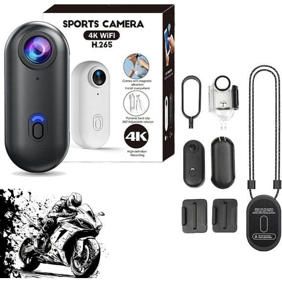 Varnock HD Action Camera, 4k Mini Baseball POV Camera Waterproof, Action Body Cam with Audio & Video, Mount Anywhere with Necklace, Visus Cam Mini for Vlogging, Travel, Sport, Ding (Black, 1080P)