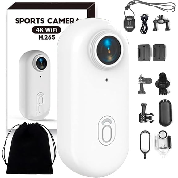 Varnock Hd Action Camera, Mini 4k Varnock Action Camera Accessories with 120° Wide-Angle Lens, Long Battery Life, 9 Mounting Accessories for Travel & Outdoor (White)
