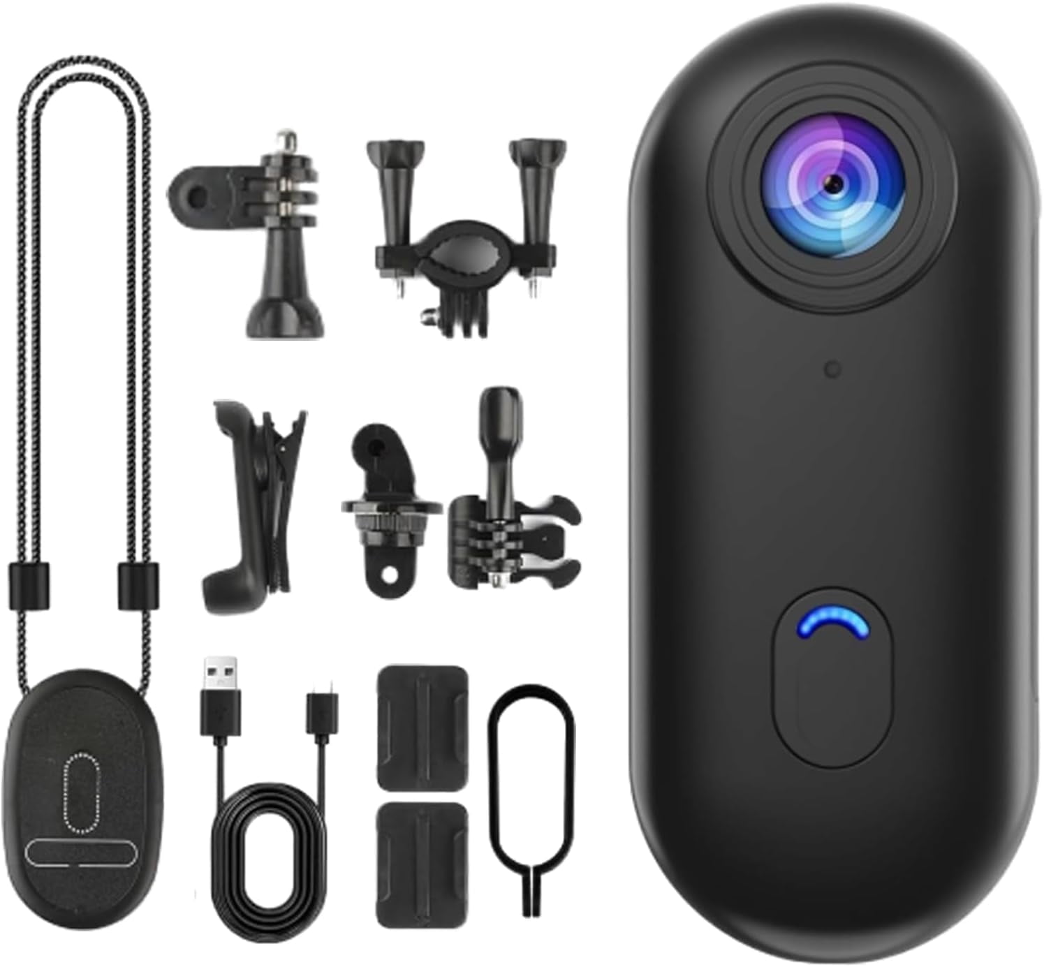 Hd Action Camera Waterproof Uhd Sports Thumb Action Cameras with Video Recording & Night Vision 360° Rotation for Cycling, Pet Walking and Outdoors Activities