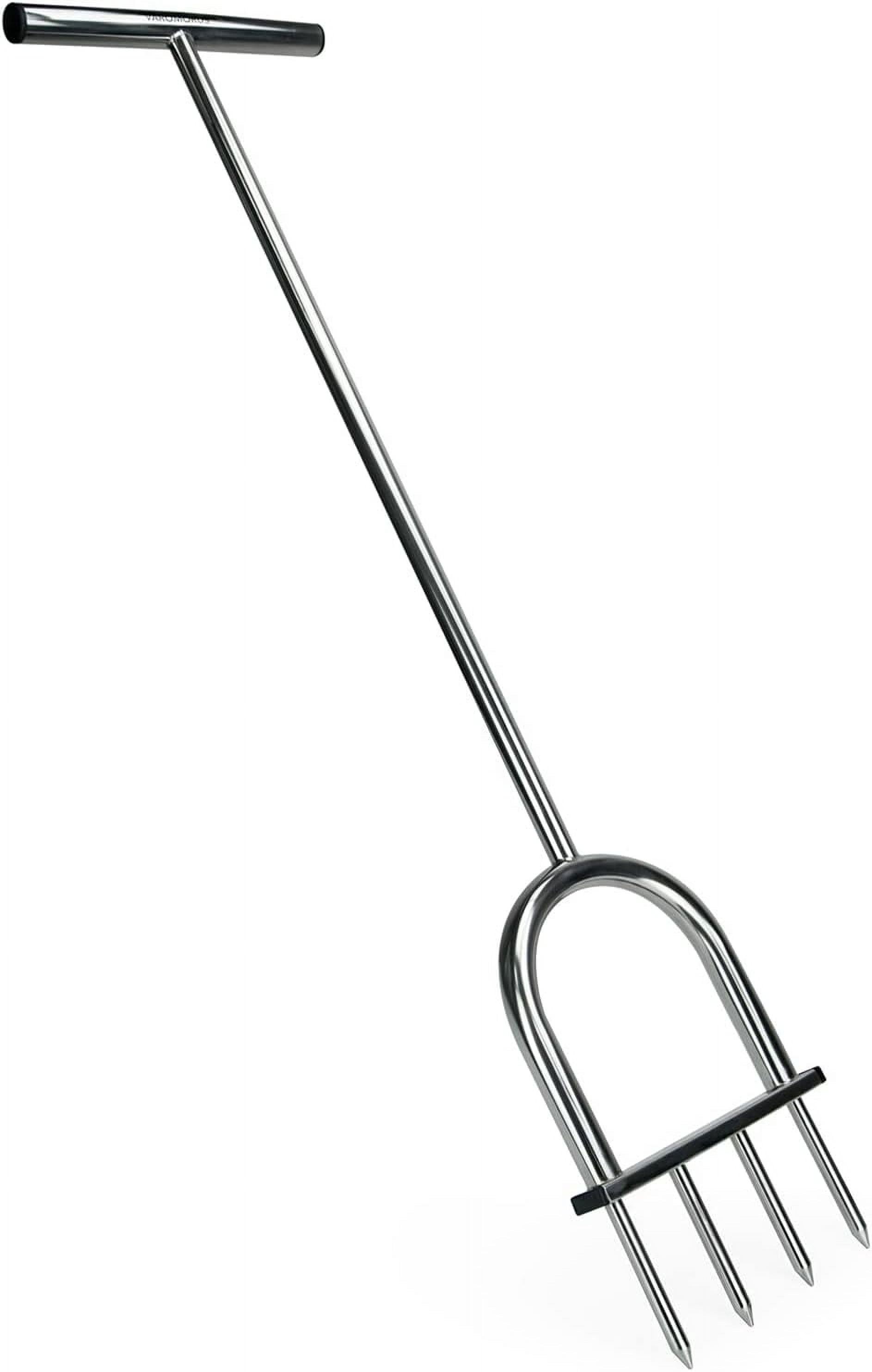 Varomorus Stainless Steel Lawn Spike Aerator, Manual Yard Aeration Tool with T-Handle, 4 Solid Spikes, Rustproof 304 Stainless Steel