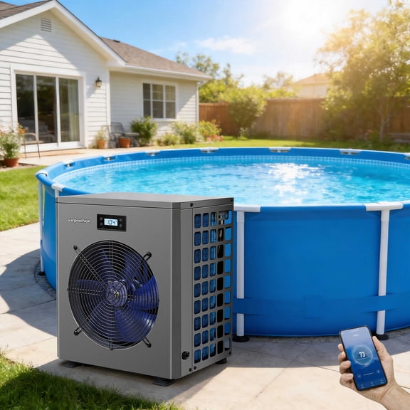 Varpoolfaye 16,000 BTU Heating & Cooling Swimming Pool Heat Pump Water Heater for Above Ground Pools
