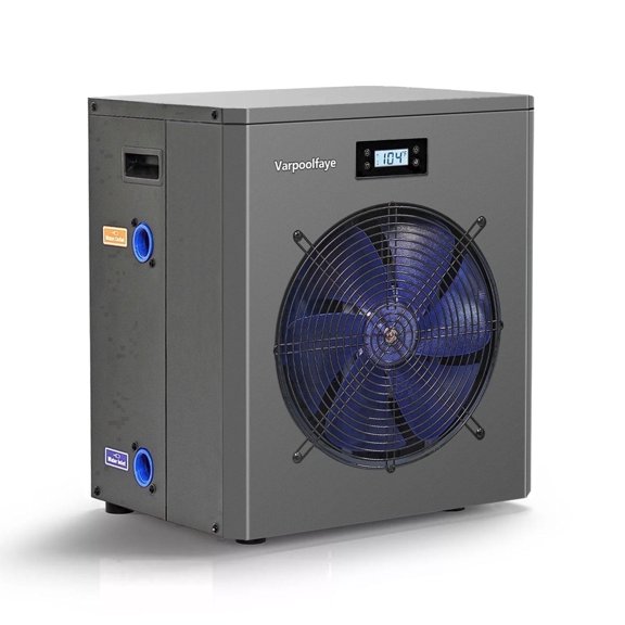 Varpoolfaye 16,000 BTU Swimming Pool Heat Pump, Electric Pool Heater for Above-Ground Pools and Spas up to 5,000 Gallons, Titanium Heat Exchanger, IPX4-Waterproof, 110-120V