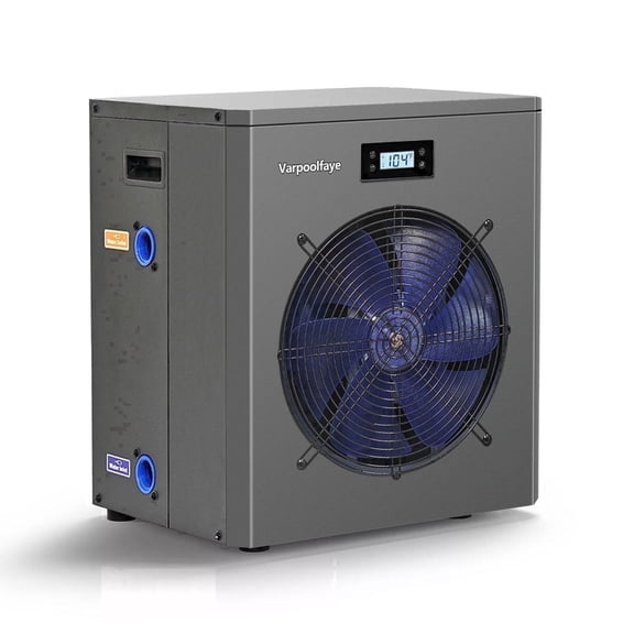 Varpoolfaye 16,000 BTU Swimming Pool Heat Pump, Electric Pool Heater for Above-Ground Pools and Spas up to 5,000 Gallons, Titanium Heat Exchanger, IPX4-Waterproof, 110-120V