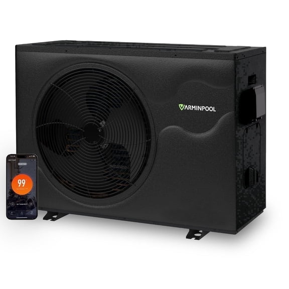 Varminpool 58,000 BTU DC Inverter Swimming Pool Heat Pump, WiFi Control Electric Pool Heater for Above and Inground Pools up to 18,000 Gal, Heating and Cooling, Up to 12.2 COP, 220-240V