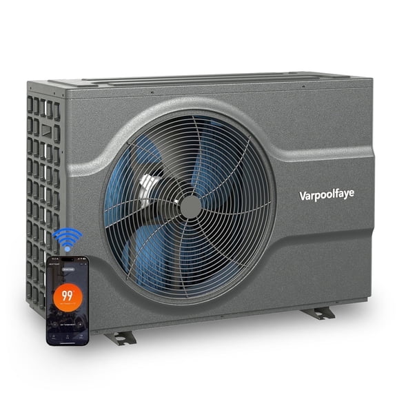 Varpoolfaye 65,000 BTU Swimming Pool Heat Pump, WiFi Control Electric Pool Heater for Above and Inground Pools up to 21,000 Gal, Heating and Cooling, 220-240V