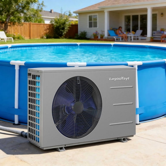 Varpoolfaye Up to 8,000 Gallons Plug-In Pool Heater for Above Ground Inground Pool, Titanium Heat Exchanger Swimming Pool Heat Pump 30,000BTU/hr, 110V/60Hz
