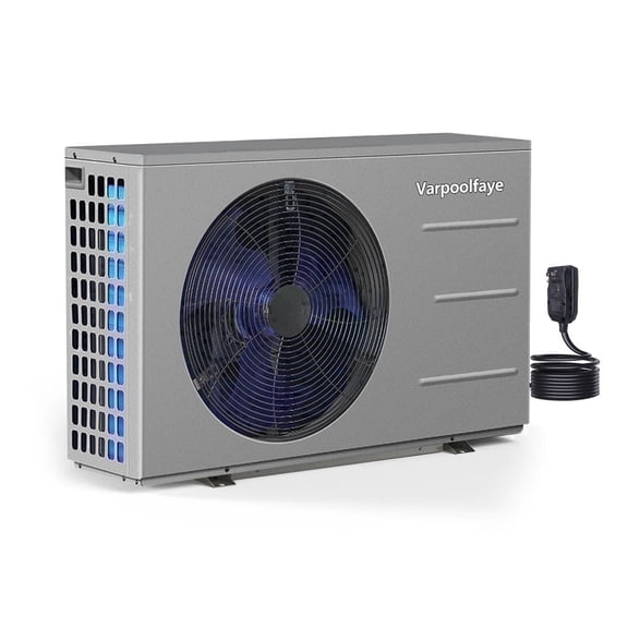 Varpoolfaye Up to 8,000 Gallons Plug-In Pool Heater for Above Ground Inground Pool, Titanium Heat Exchanger Swimming Pool Heat Pump 30,000BTU/hr, 110V/60Hz