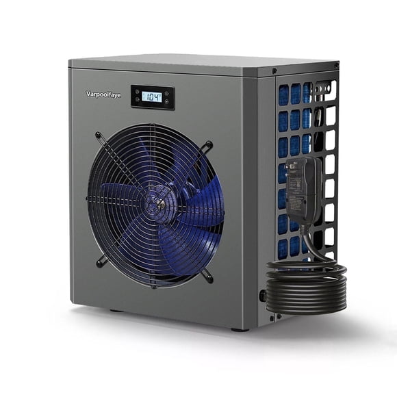Varpoolfaye Plug-In Pool Heater up to 5,000 Gallons Above Ground Pool, Titanium Heat Exchanger Swimming Pool Heat Pump 16,000BTU/hr, 110V/60Hz