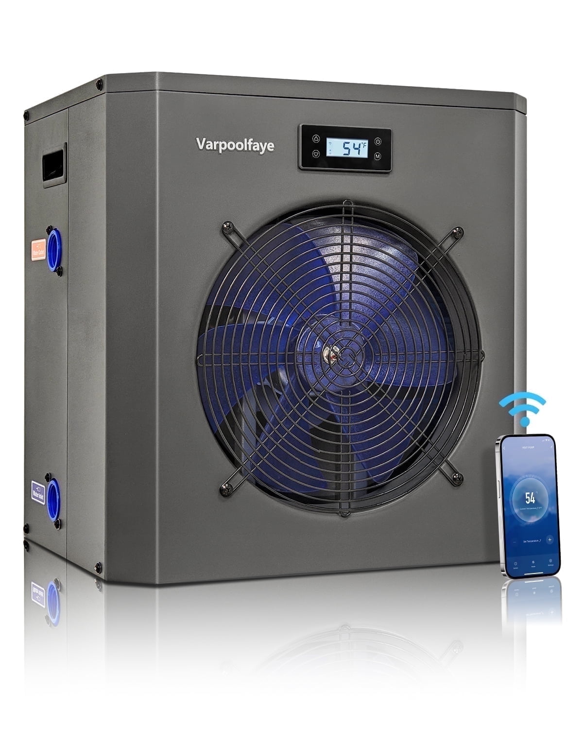 Varpoolfaye Pool Heaters for Above Ground Pool 16000 BTU Swimming Pool Heat Pump for Inground Pool Heater 5000 Gallon 5KW Heating and Cooling Mode WiFi Control 110V 120V 60Hz