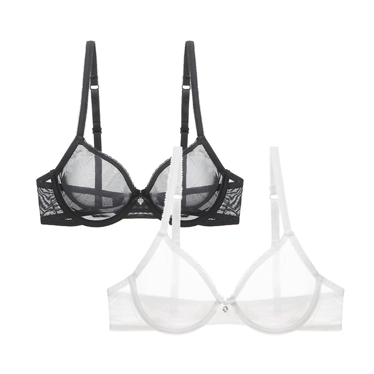 Varsbaby Sheer Lace See-through Bra Set Embroidery Underwire