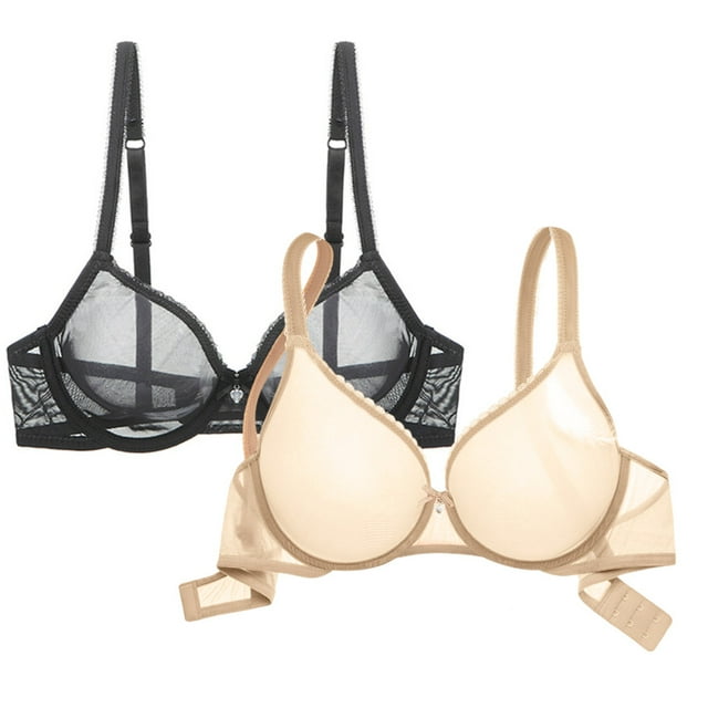 Varsbaby Lace Bra See Through Sexy Underwear for Women 2 PCS