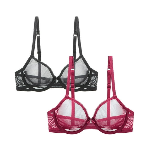 Varsbaby Lace Bra See Through Sexy Underwear for Women 2 PCS