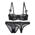 thumbnail image 1 of Varsbaby Lingerie Set for Women Sexy Lace Bra and Panty Thongs Sets Unlined Demi-Cup Underwire Bra and See Though Panties, 1 of 8