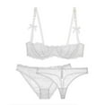 thumbnail image 1 of Varsbaby Lingerie Set for Women Sexy Lace Bra and Panty Thongs Sets Unlined Demi-Cup Underwire Bra and See Though Panties, 1 of 7