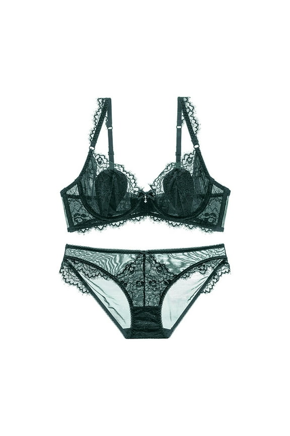 Sexy Ultra-thin Lace Bra Set Transparent Plus Size Women Underwear Set