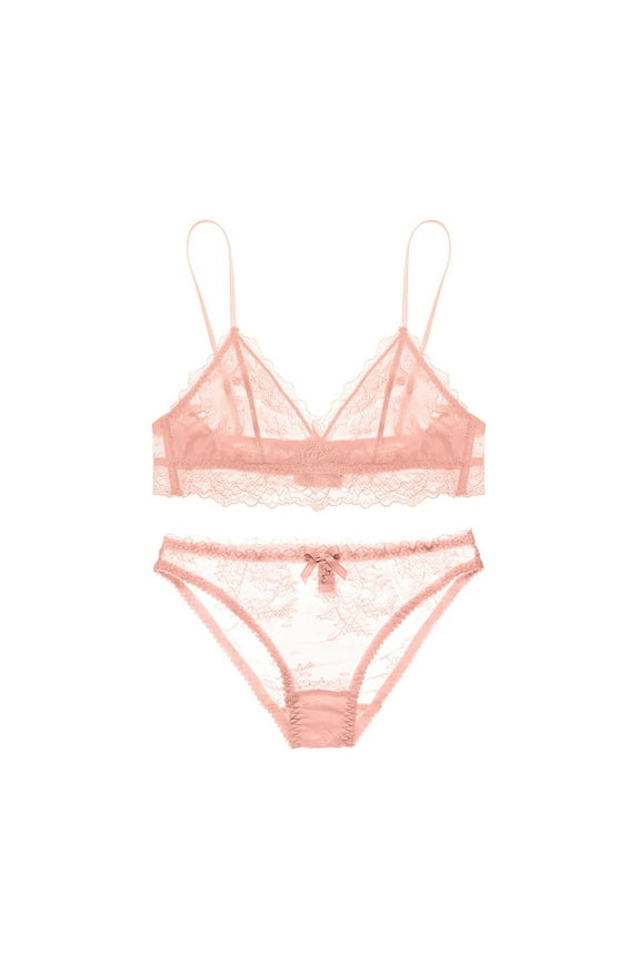 Wireless Lace Bra Sexy See Through Panties Underwear Lingerie Set for Women