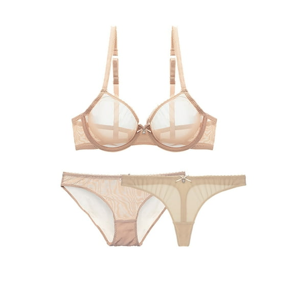 Varsbaby Women See-Through Lace Mesh Bra Transparent Sheer Bras Set for Women