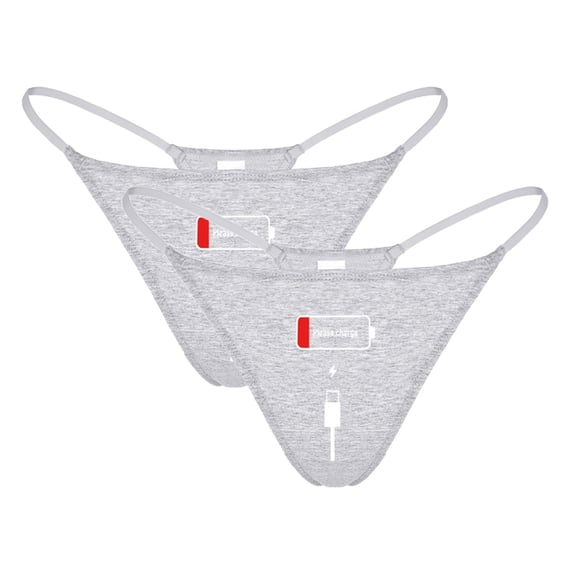 Varsbaby Women's Cotton G-String Funny Thongs Panties with Charge Pattern 2 Pcs