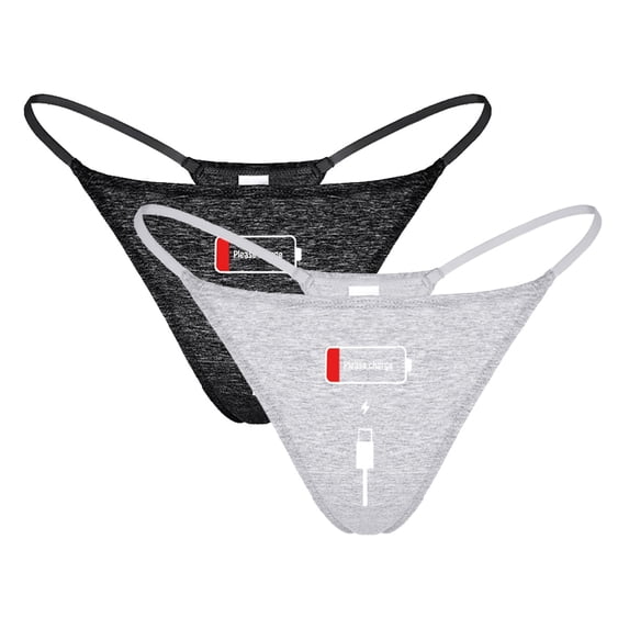 Varsbaby Women's Cotton G-String Funny Thongs Panties with Charge Pattern 2 Pcs