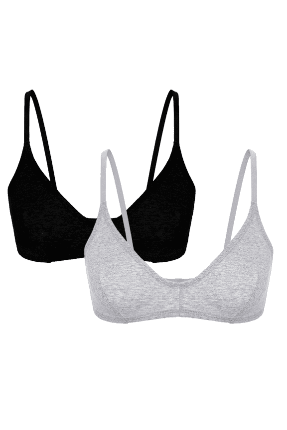 Women's Cotton Wireless Bra Lightweigh Breathable Underwear 2 Pcs