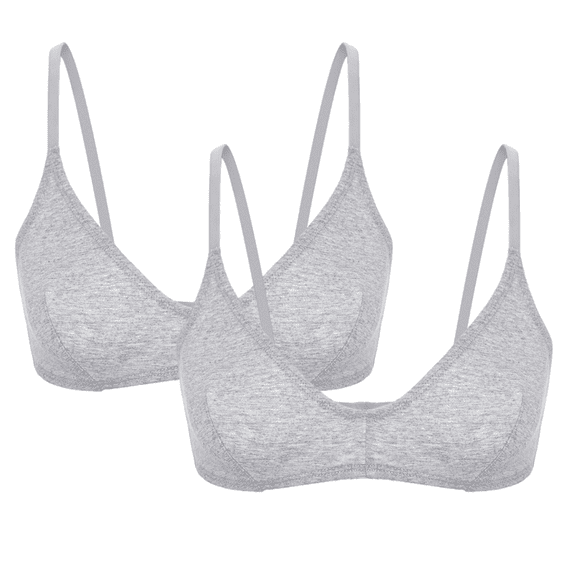 Varsbaby Women's Cotton Wireless Bra Lightweigh Breathable Underwear 2 Pcs