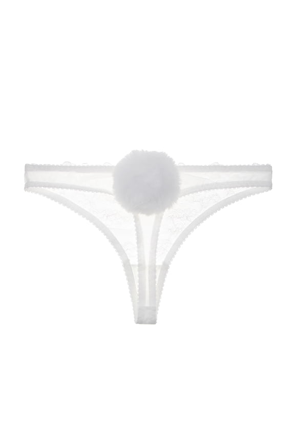 Women's Funny Thongs Lace Underwear with Detachable Rabbit Tail