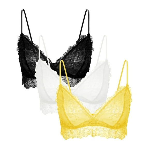 Varsbaby Women’s Lace Wireless Bra Thin Straps Bralette 3 Pack