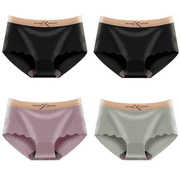 Varsbaby Womens Seamless Hipster Panties, 4 Pack Invisible Breathable Quick Dry Brief Ladies Stretch Panties